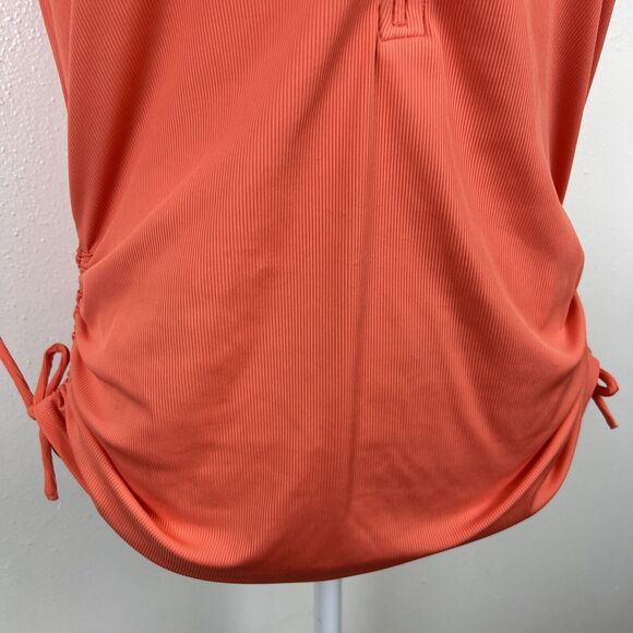 Carve Designs Shirt Women Large Orange Quarter Zip Ruched Short Sleeve Active - Picture 9 of 15